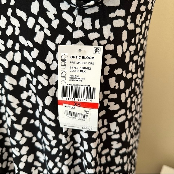 NWT Karen Kane Black White Short Sleeve Shift Dress Size XS - Picture 6 of 11